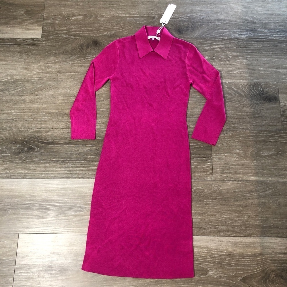 Trina Turk Bookish Collared Pink Fuchsia Hot Pink Minidress NWT Womens Size XS